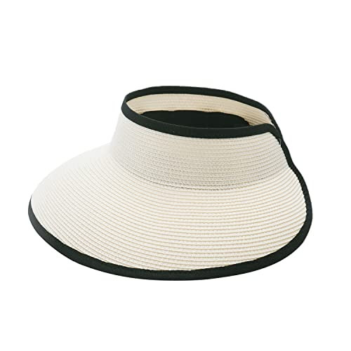 Joywant Sun Visor Hats for Women, Women's Summer Ponytail Foldable Straw Beach Hat with UPF 50+ | Amazon (US)
