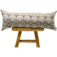 Designer Tan Beige On Natural Linen Pillow Cover, & White Pillow, Boho Floral Pillow, Extra Long Pillow Cover | Etsy (US)