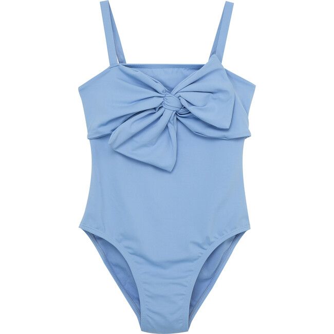 Bow Front One-Piece Swimsuit, Blue | Maisonette