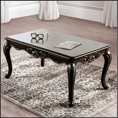 Traditional Style Solid Wood Coffee Table With Intricate Carvings And Curved Legs, Perfect For Elegant Home Decor | Wayfair North America