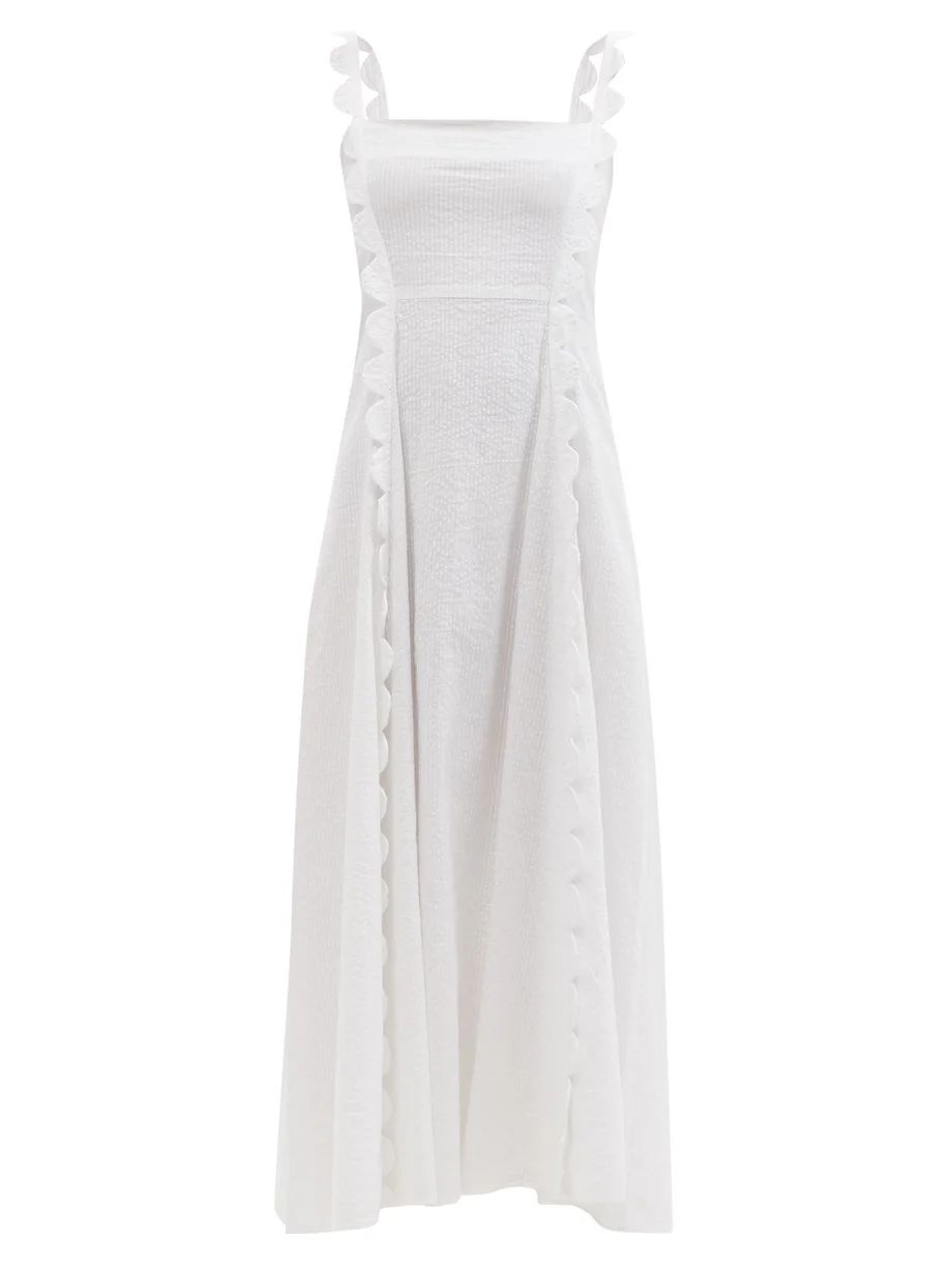 Scalloped-edge cotton-seersucker dress | Wiggy Kit | Matches (US)