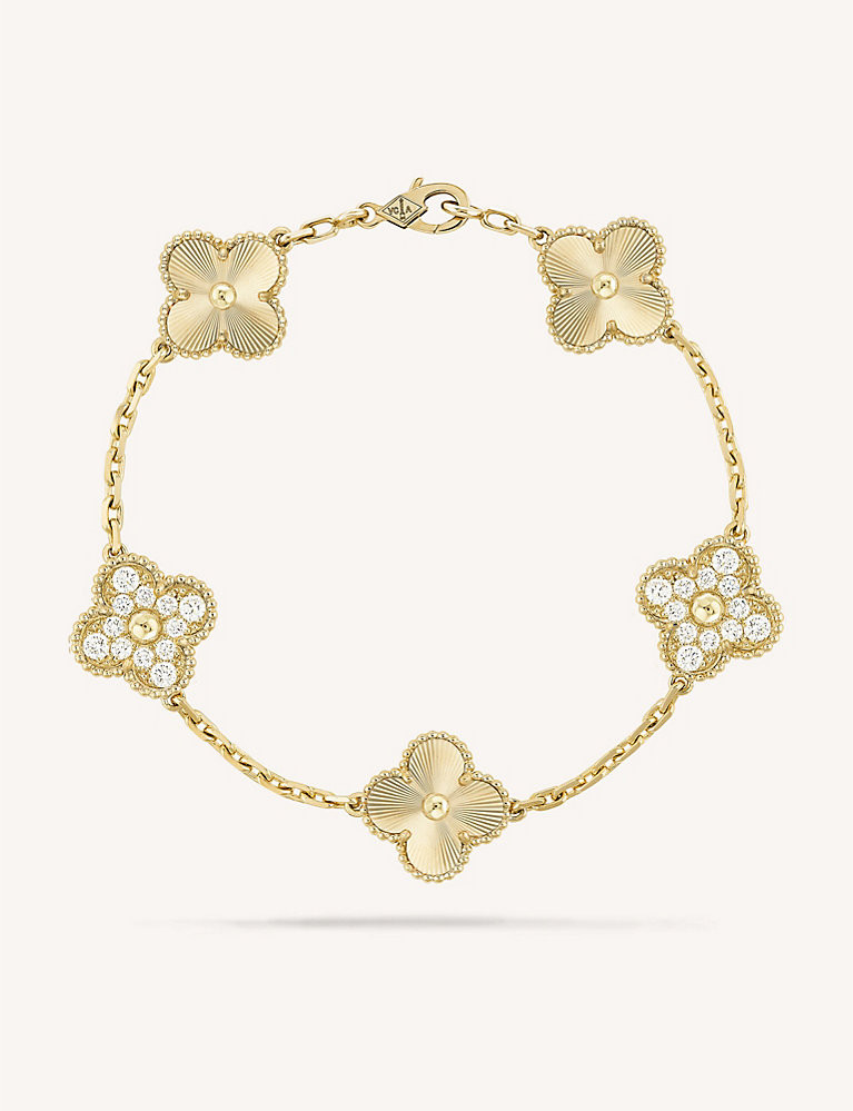 Vintage Alhambra 18ct yellow-gold and diamond bracelet | Selfridges