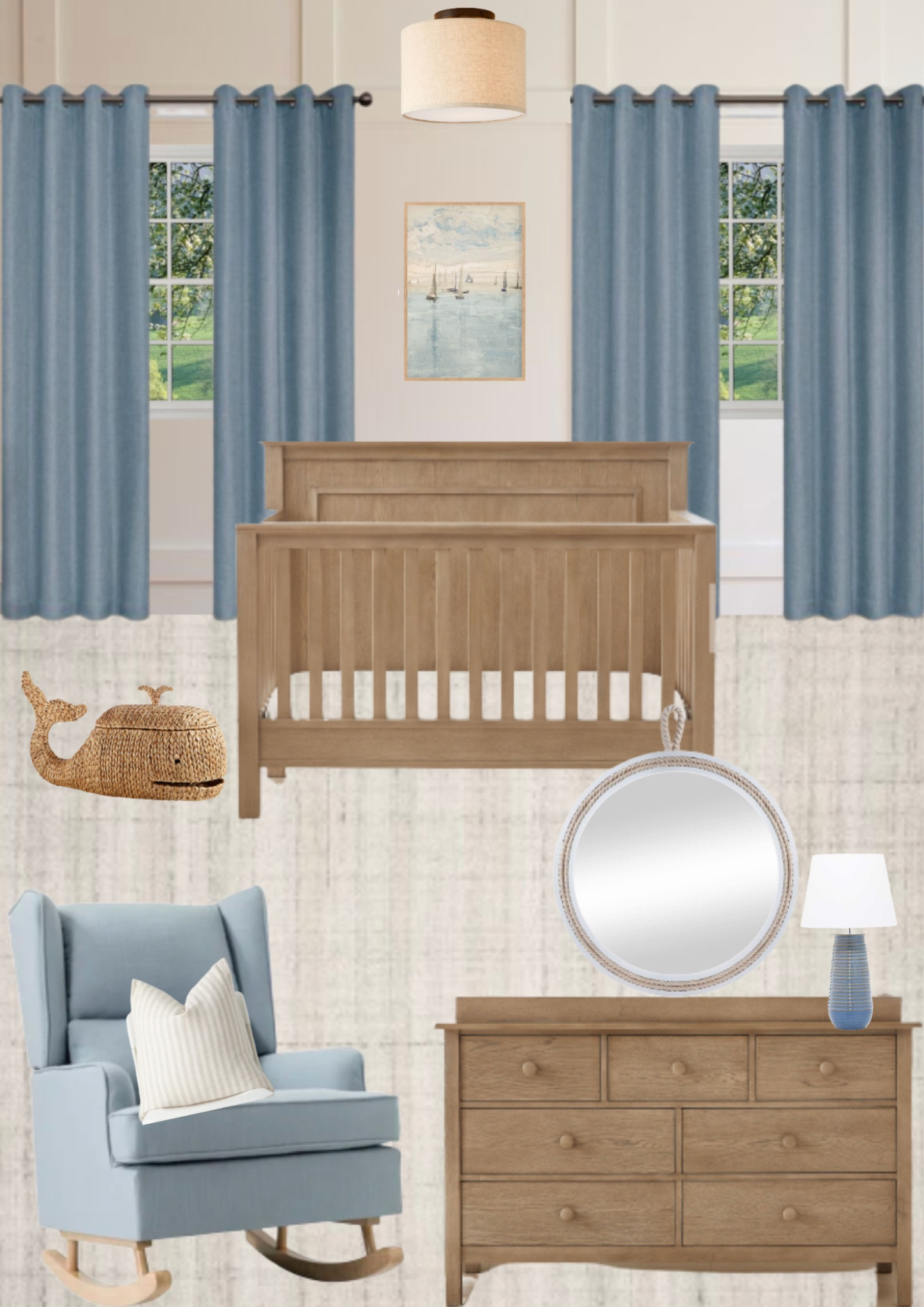 Boy nursery | Nursery | Nursery ideas | Wood crib | Blue nursery | Nautical nursery | Whale nursery | Rocking chair

 

#LTKkids #LTKbaby #LTKbump