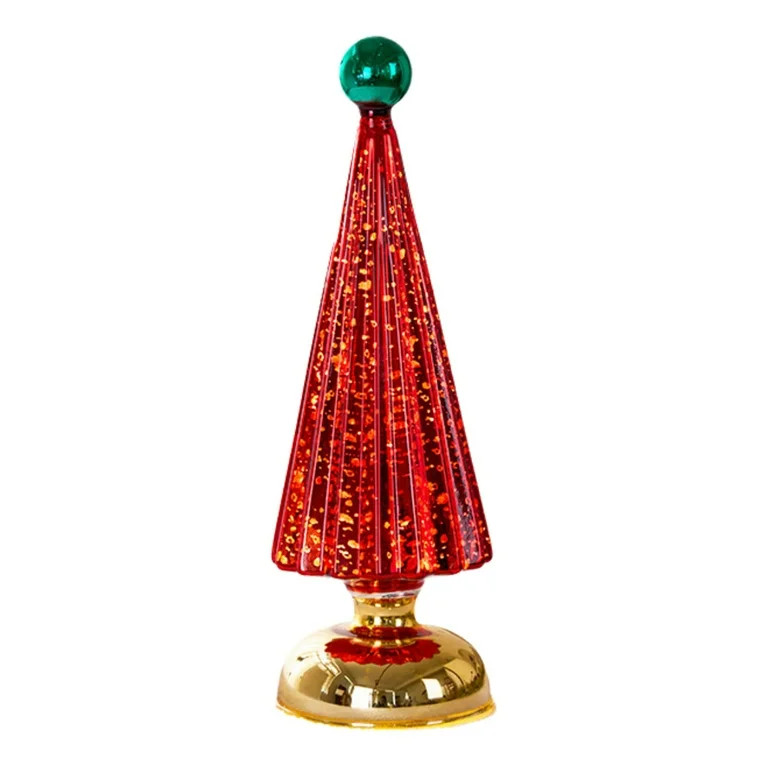 Your Holiday Christmas Decoration Magenta Green Gold Glass Mini Christmas Tree Candle Lights 10.6... | Walmart (US)