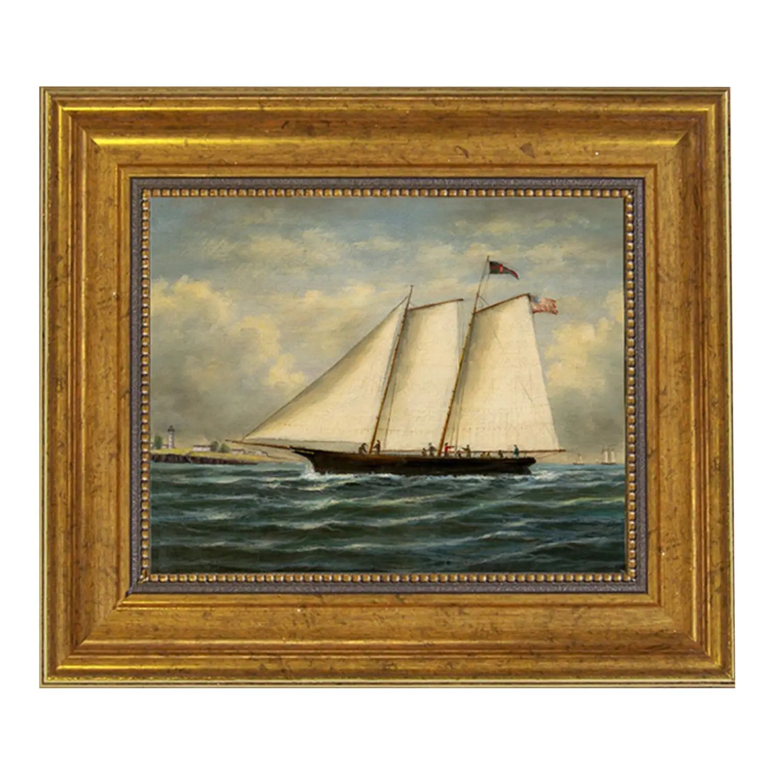 America First Winner America Cup Framed Oil Painting Print on Canvas in Antiqued Gold Frame | Chairish