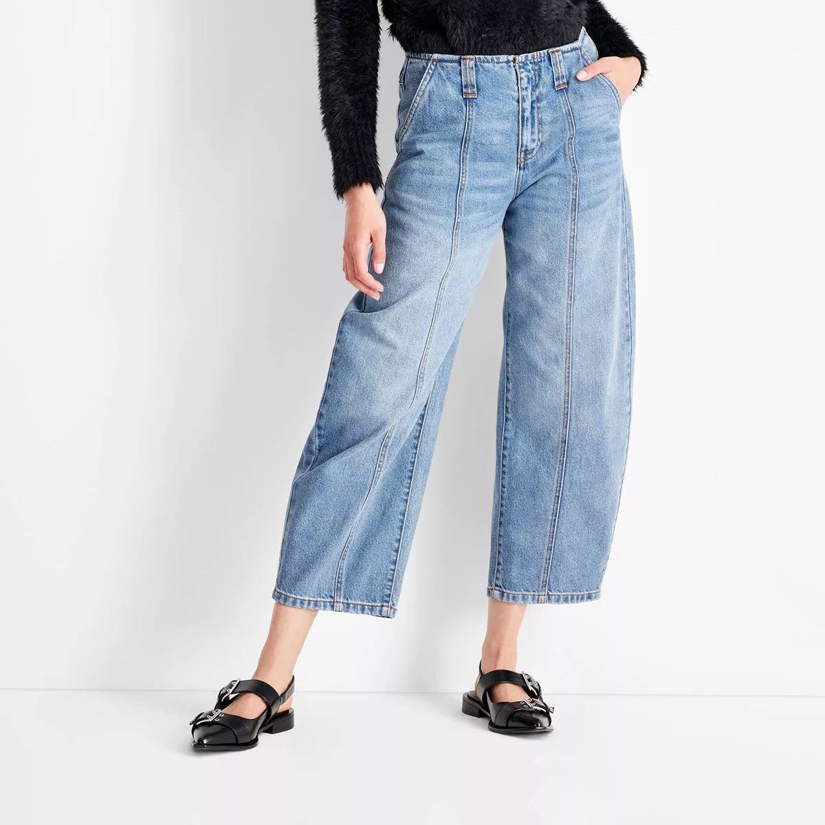 Women's Mid-Rise Barrel Leg Jeans - Future Collective | Target