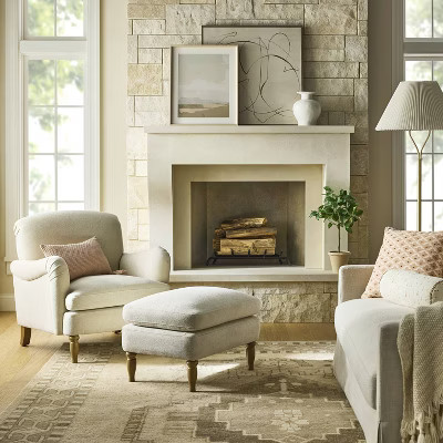 Kauri Upholstered Ottoman Natural - Threshold™ designed with Studio McGee | Target