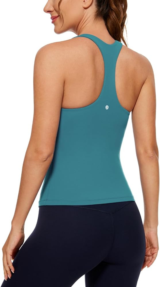 CRZ YOGA Butterluxe Workout Tank Tops for Women Built in Shelf Bras Padded - Racerback Athletic S... | Amazon (US)