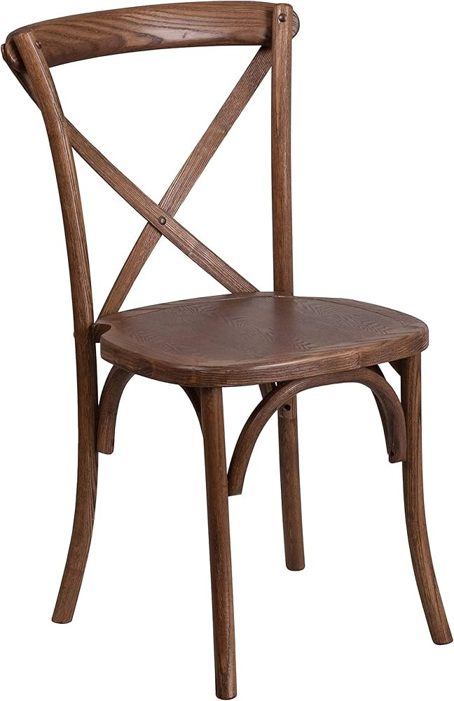 Flash Furniture Hercules Series Commercial Stackable Stackable Pecan Cross Back Chair with Floor ... | Amazon (US)