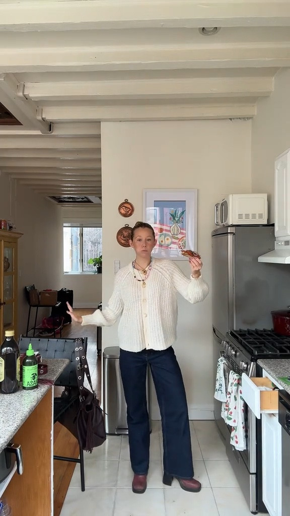 Cozy winter outfit. My go to #sezane cardigan and some dark wash denim 