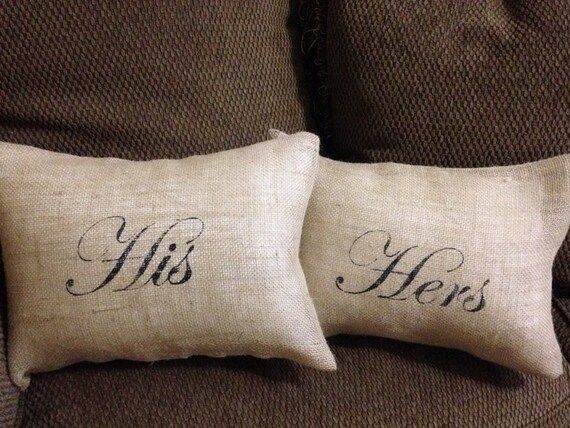 His and Hers Pillows- Couples Pillows- Pillow Case- Pillow Cover- Burlap Pillow- Wedding Gift- Throw | Etsy (US)