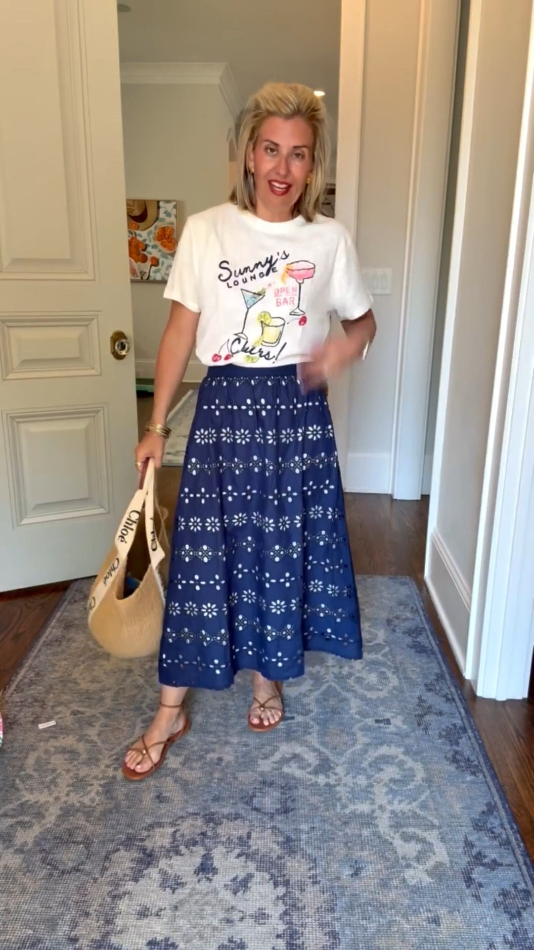 Graphic tee for the win and this skirt is really really good. It’s fully lined and can be dressed up or down.
I’m in small tee & skirt and 8 sandal.

#LTKdayinmylife #LTKSeasonal #LTKOver40