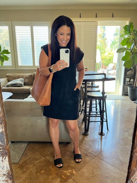 It’s definitely still summer! This defined,  tie waist dress is a perfect work wear option for the heat. I love that it has pockets, a must for teacher outfits. My exact dress is nearly sold out, I’ve linked some similar options. Fall transitional piece, little black dress.

#LTKover40 #LTKworkwear #LTKBacktoSchool