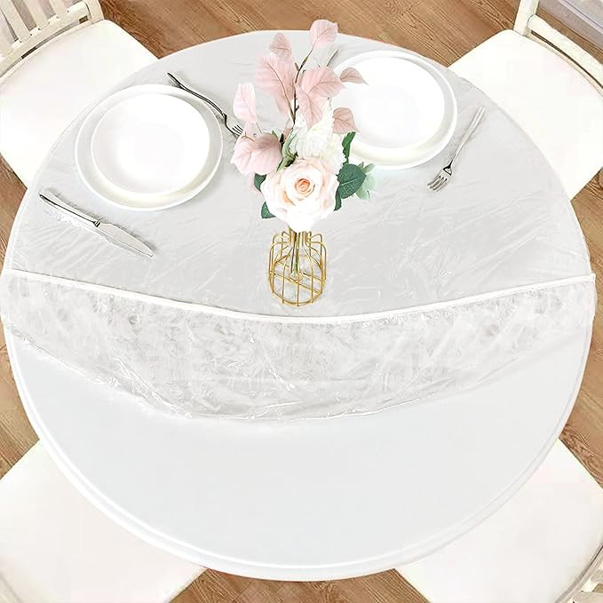 LUSHVIDA Round Waterproof Table Cover Elastic Vinyl Fitted Tablecloth Elastic Edged Plastic Table... | Amazon (US)