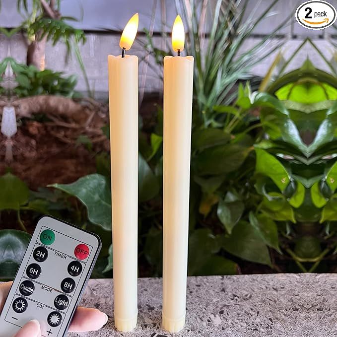 Led Battery Operated Flameless Taper Candles Light with Remote &Timer,Electric Fake Window Candle... | Amazon (US)