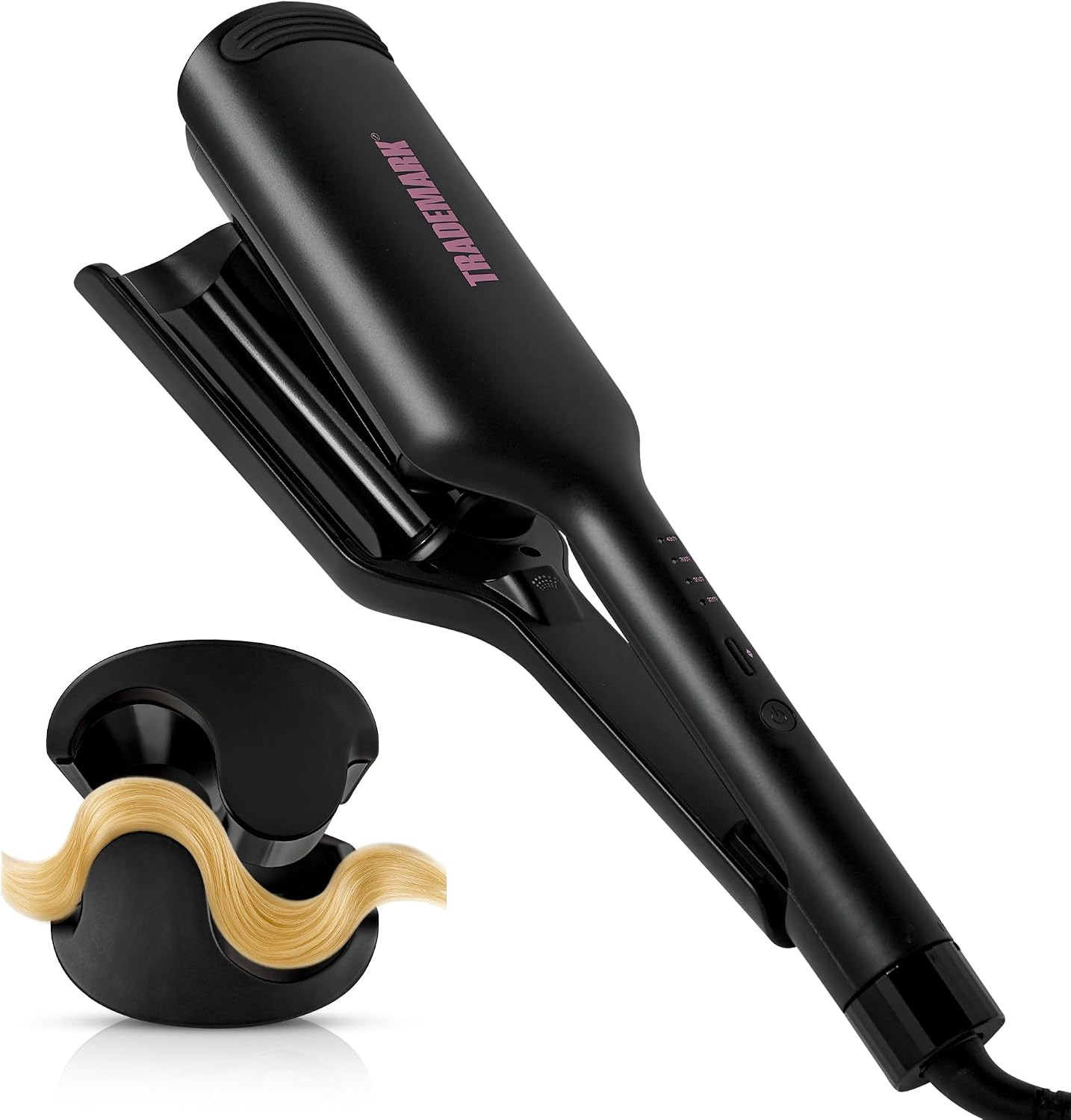 Trademark Beauty Hair Waver - Double Barrel Hair Crimper, Beach Waves Curling Iron, Babe Waves X, Adjustable Temperature Hair Curler, Hair Styling Tools, 1.25" - Black | Amazon (US)