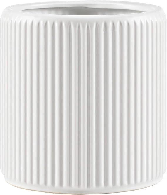 Amazon.com : SONGMICS Ceramic Flower Pot, 10-Inch Vertical Striped Plant Pot, Planter with Draina... | Amazon (US)