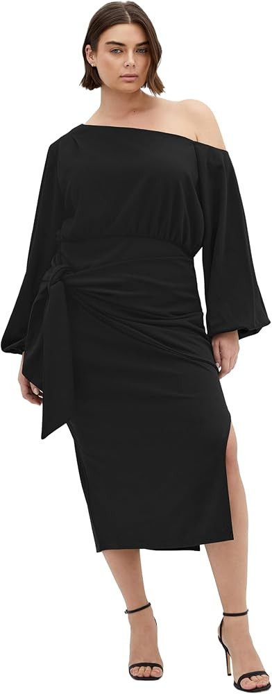 City Chic Womens Cocktail Dress - Alysia Tie Front Midi | Amazon (US)