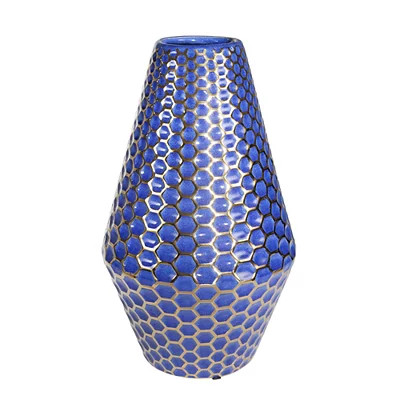 Navy with Gold Detail Ceramic Vase | Kirkland's Home