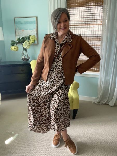 Cheetah dress styling. Great dress can be worn casual or dressed up! I am wearing it with a suede jacket and leather sneakers. You could also wear it with a black jacket and heels for a dressier look. #cheetahdress #classicstyle #dressstyle #chicover50

#LTKSeasonal #LTKover40 #LTKstyletip