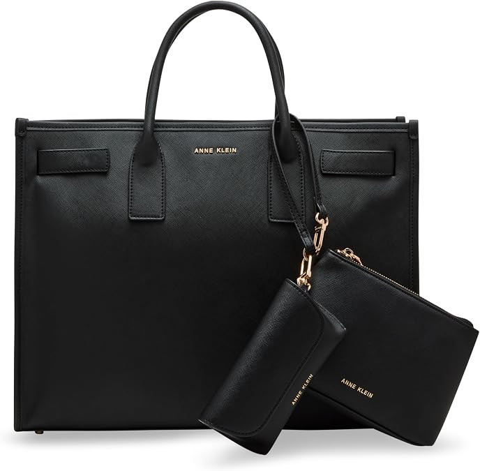 Anne Klein 3 Piece Work Tote, Black | Amazon (US)