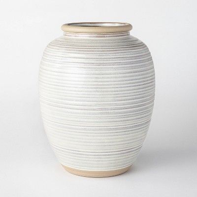 11" Ceramic Ribbed Vase Cream - Threshold™ designed with Studio McGee | Target