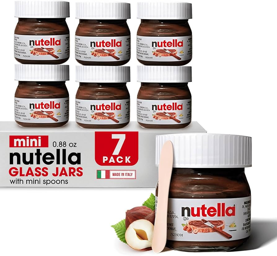 Mini Nutella Glass Jars Chocolate Hazelnut Spread (0.88 Oz) –(7 Units) Weekly Pack + 7 Mini Spo... | Amazon (US)