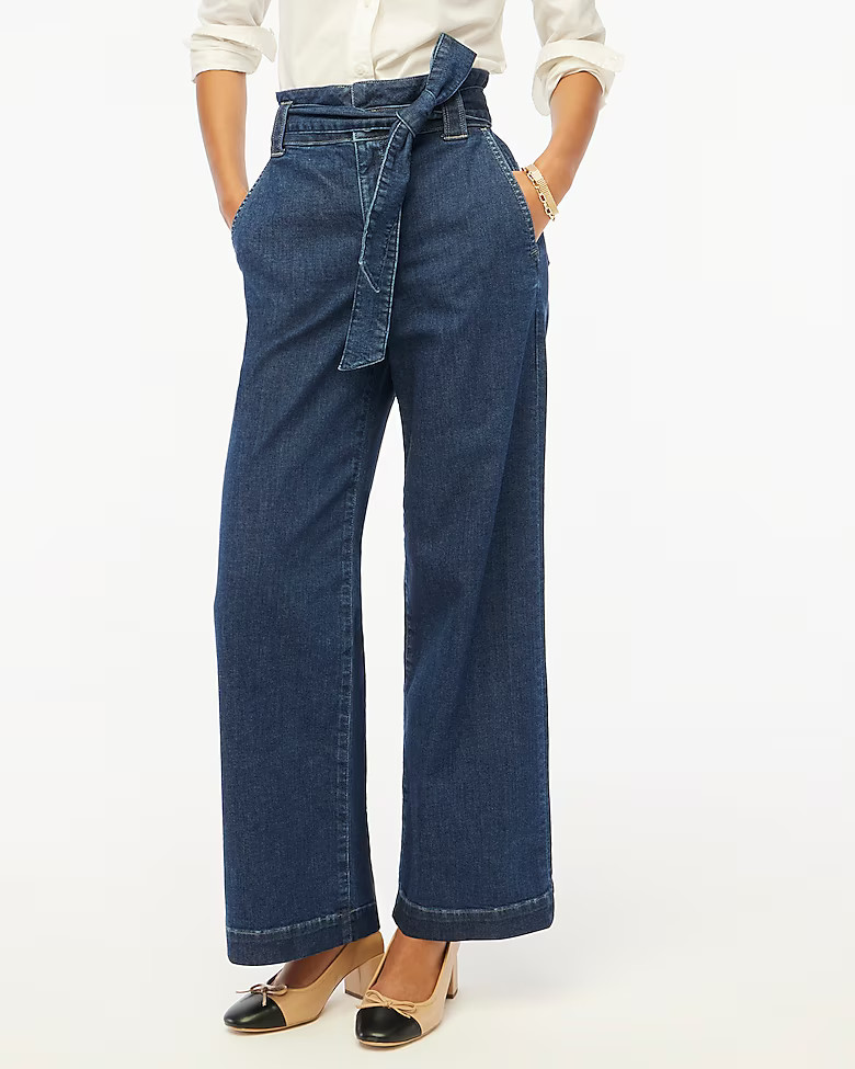 Wide-leg paper-bag denim trouser | J.Crew Factory