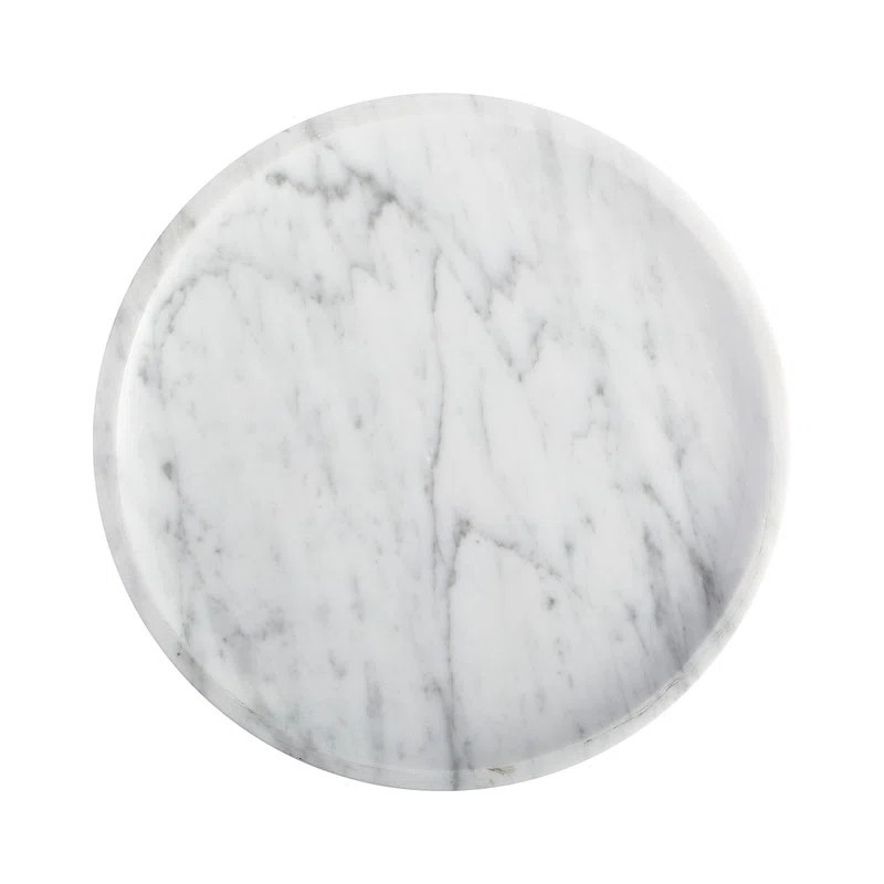 Guein Round Natural Marble Tray,Arabescato | Wayfair North America