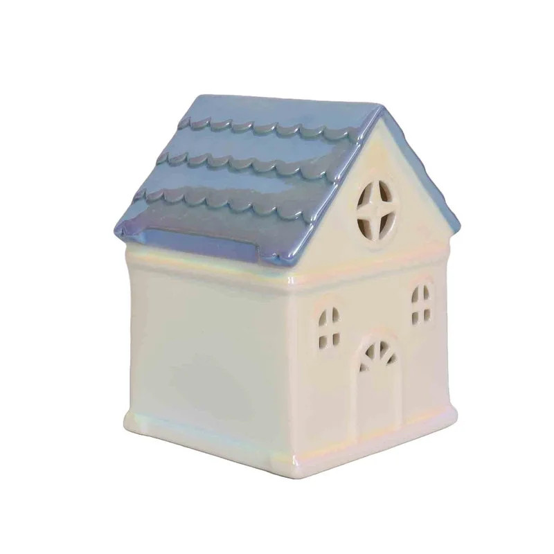 Light-Up Ceramic House Christmas Tabletop Decoration, White and Blue, 4.96", by Holiday Time | Walmart (US)