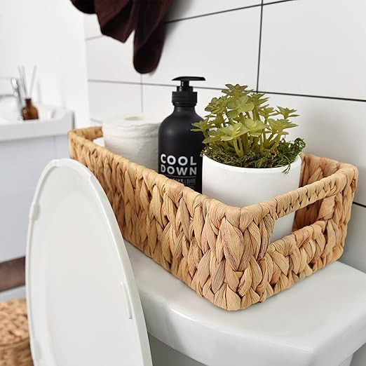 StorageWorks Water Hyacinth Basket for Toilet Paper, Wicker Baskets for Storage with Built-in Han... | Amazon (US)