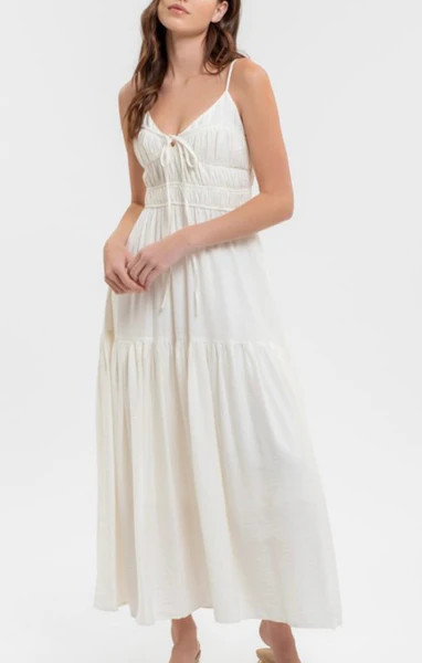 Shirred Front Tie Sleeveless Midi | Mint Clothing Boutique