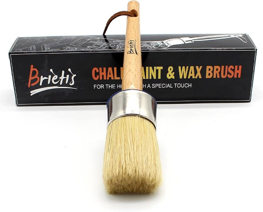 Brietis Chalk and Wax Paint Brush - 2-inch Round Soft Boar Natural Bristles, Thick Durable DIY Fu... | Amazon (US)