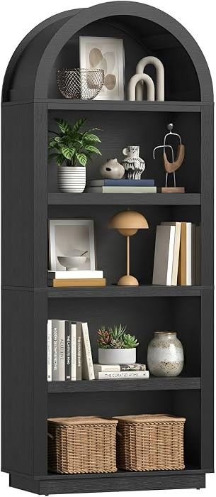 Bestier 76" Tall Arched Bookshelf, 5 Tier Arched Bookcase with Adjustable Book Shelves, Large Arc... | Amazon (US)