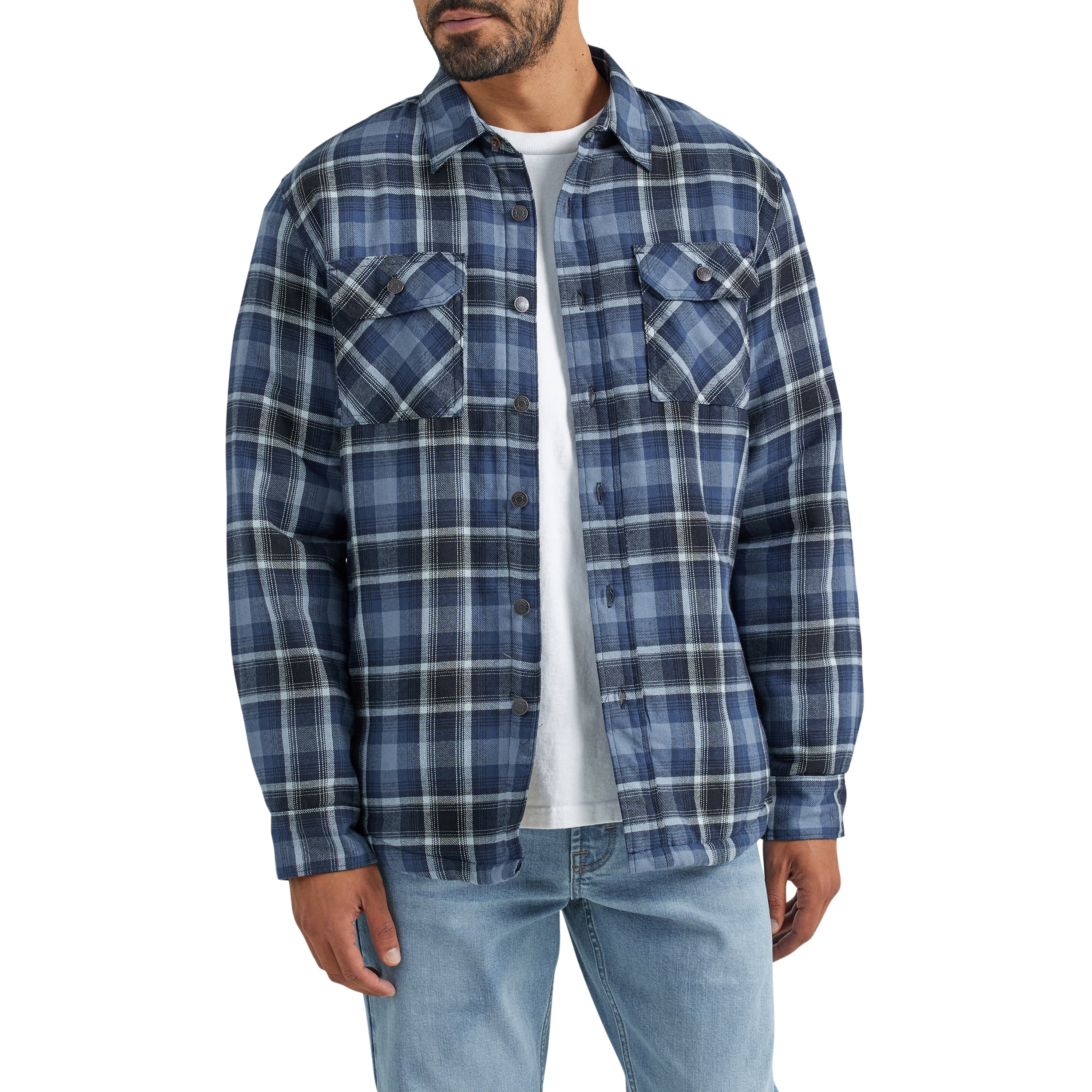 Wrangler® Men's and Big Men's Long Sleeve Sherpa Heavyweight Shirt Jacket (S-5XL) - Walmart.com | Walmart (US)