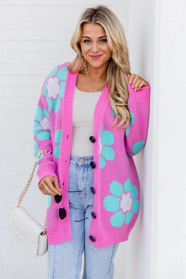 Oh Barnacles Blue And Pink Floral Cardigan | Pink Lily