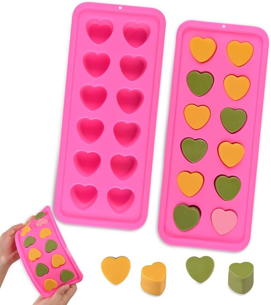 2 Pack Heart Ice Cube Tray, Easy Release Heart Ice Cube Mold, BPA Free Heart Shaped Ice Cube Tray... | Amazon (US)