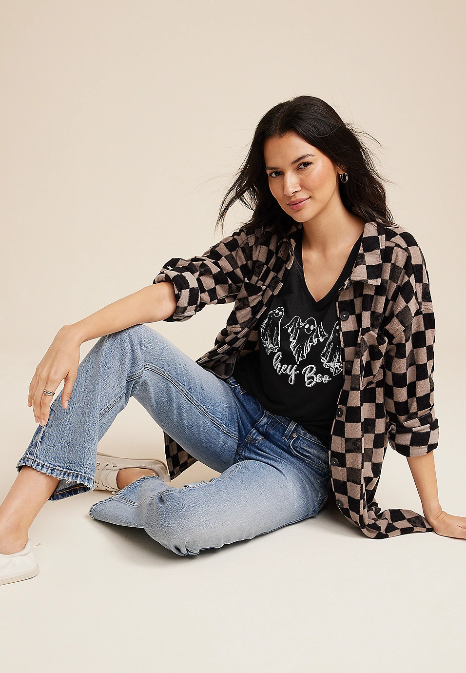 Hey Boo Halloween Ghost Graphic Tee | Maurices