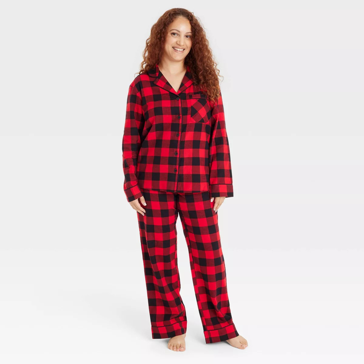 Women's Buffalo Check Flannel Holiday Matching Family Pajama Set - Wondershop™ Red | Target