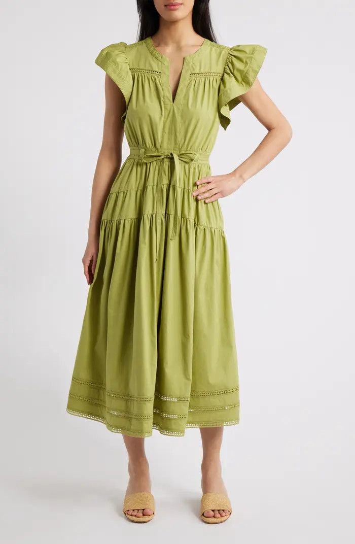MOON RIVER Ruffle Sleeve Tiered Maxi Dress | Nordstrom | Nordstrom