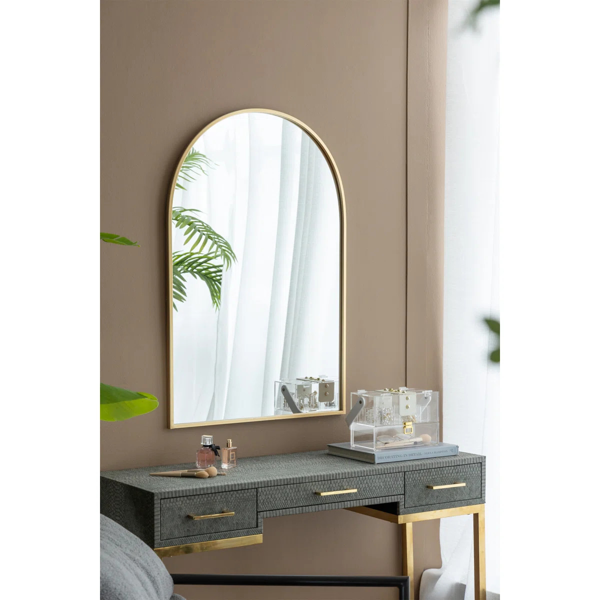 24" X 36" Arched Accent Mirror With  Metal Frame For Bathroom | Wayfair North America