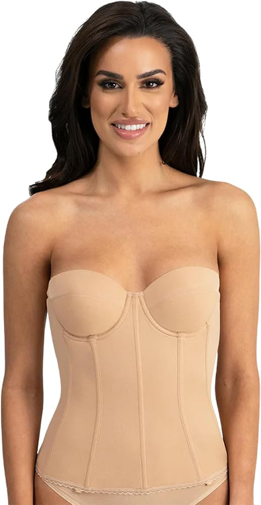 Dominique Brianna Shaping Longline Corset Bridal Bra w/Removable Garters | Amazon (US)
