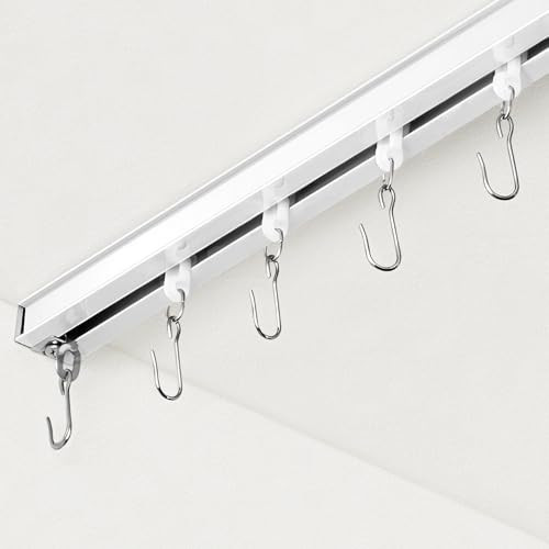 FELIDESIGN Curtain Track, Ceiling Curtain Track for Room Divider, Ceiling Mount Rail Set with Roller Hooks, White, 6ft - 9ft | Amazon (US)