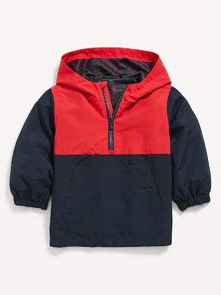 Unisex Color-Block Hooded 1/4-Zip Pullover Windbreaker Jacket for Toddler | Old Navy (US)