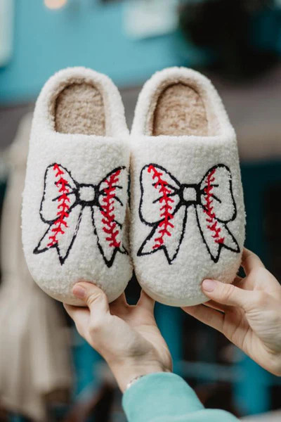 Baseball Bow Women's Slippers | Katydid.com