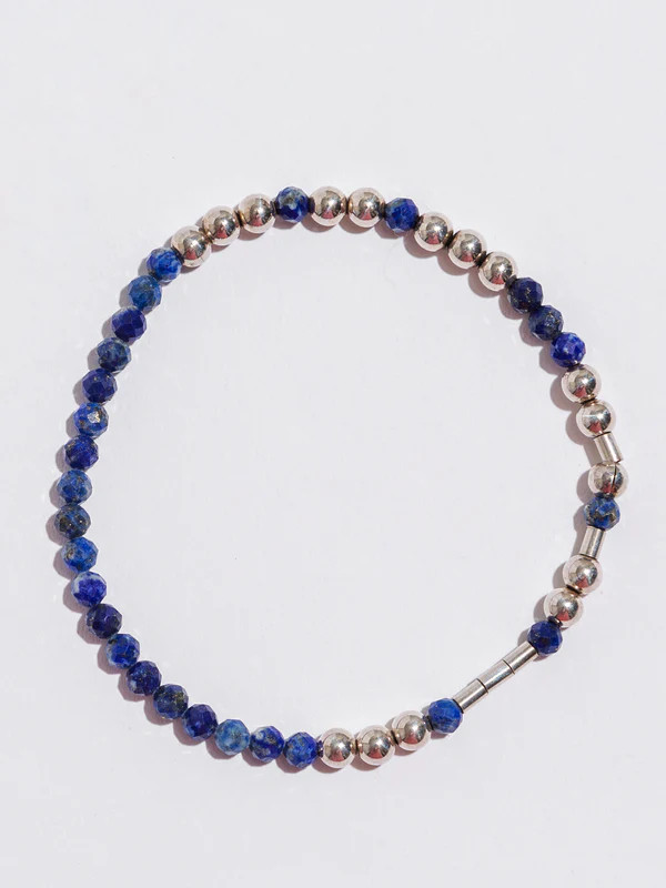 Custom Lapis Lazuli Wired Morse Code Bracelet | Narrative Jewelry