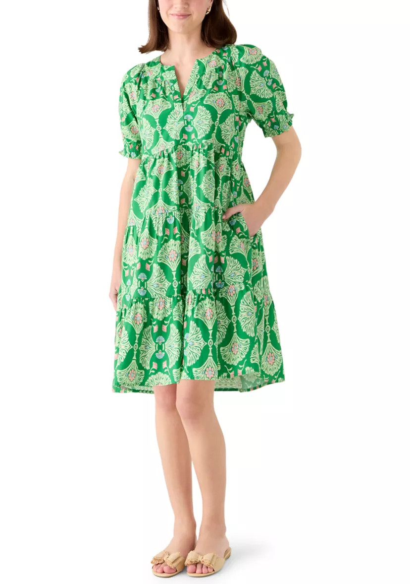 Women's Short Sleeve Print Peasant Dress | Belk