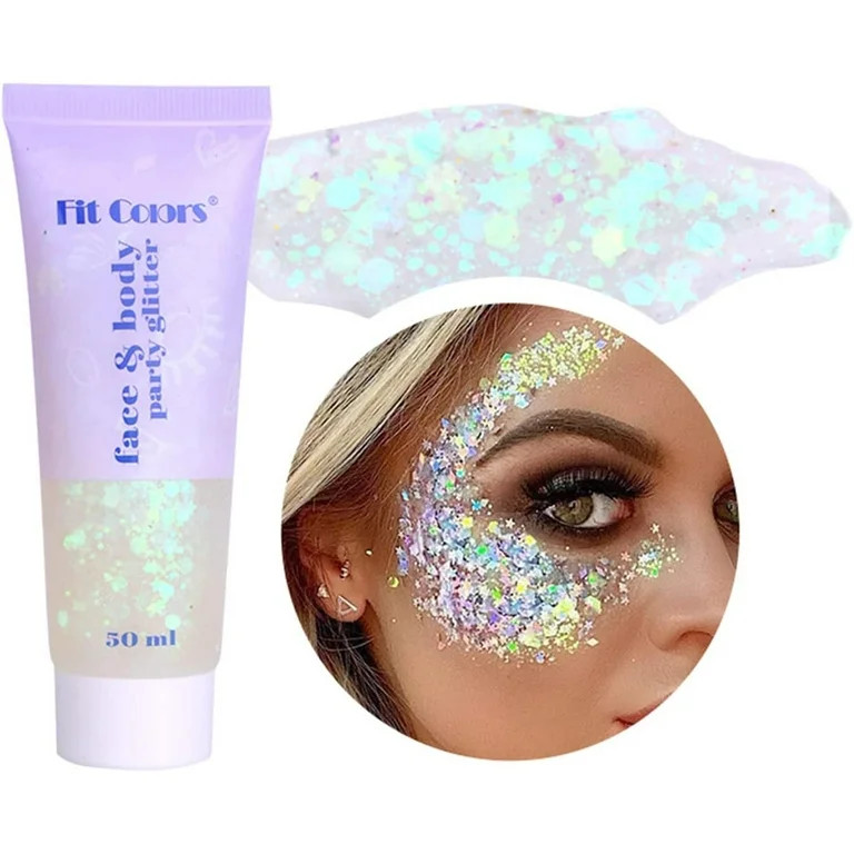 BEUKING Face Glitter Gel Mermaid Scale Gel, Holographic Chunky Glitter Gel for Body, Hair, Face, ... | Walmart (US)