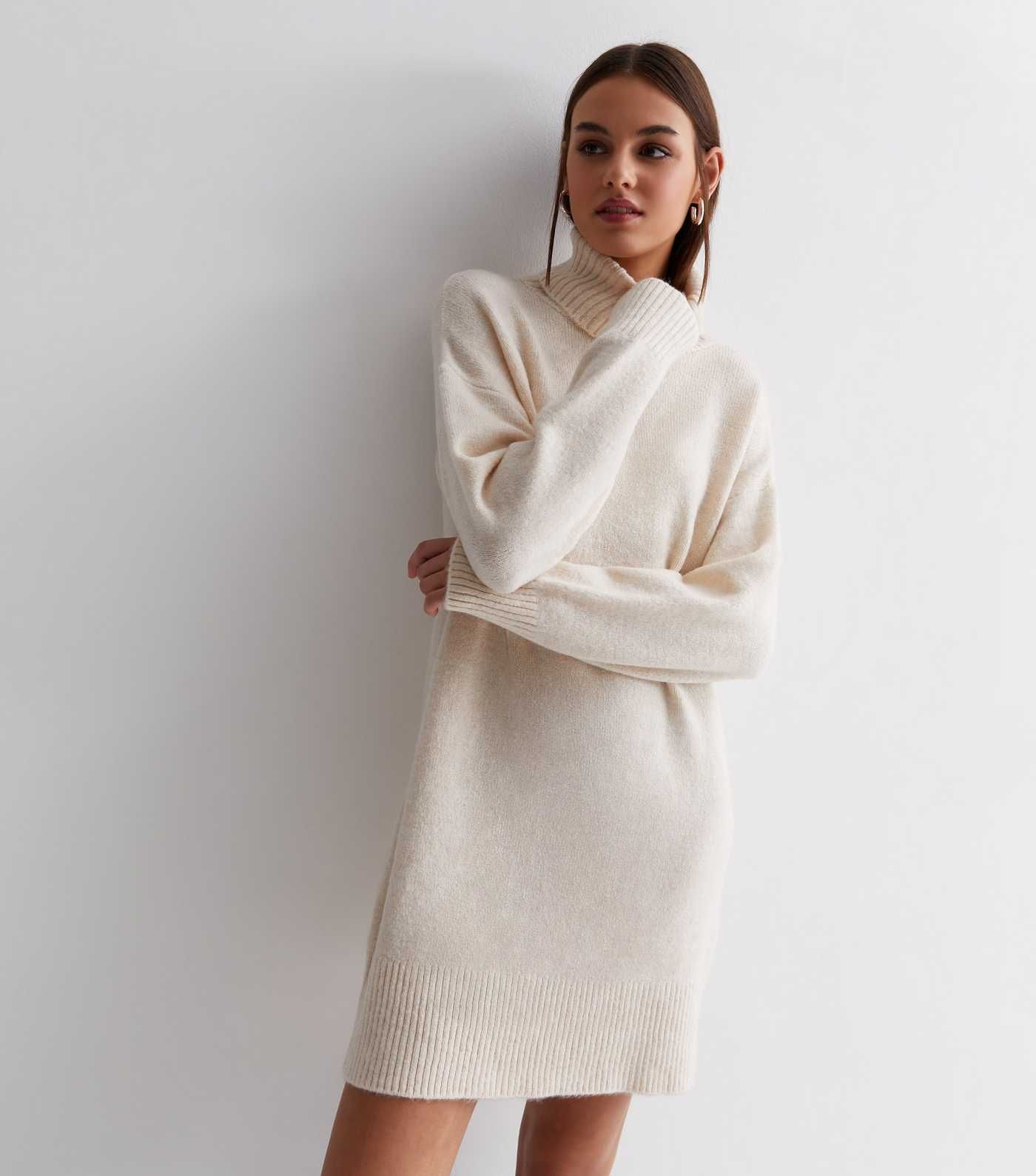 Cream Knit Roll Neck Mini Dress
						
						Add to Saved Items
						Remove from Saved Items | New Look (UK)