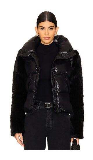 Gianna Faux Fur Trim Jacket in Jet Black | Revolve Clothing (Global)